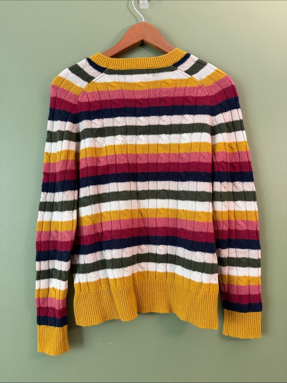 1901 100% Cashmere Striped Multicolor Knit Crewneck Sweater Sz S - Picture 5 of 5